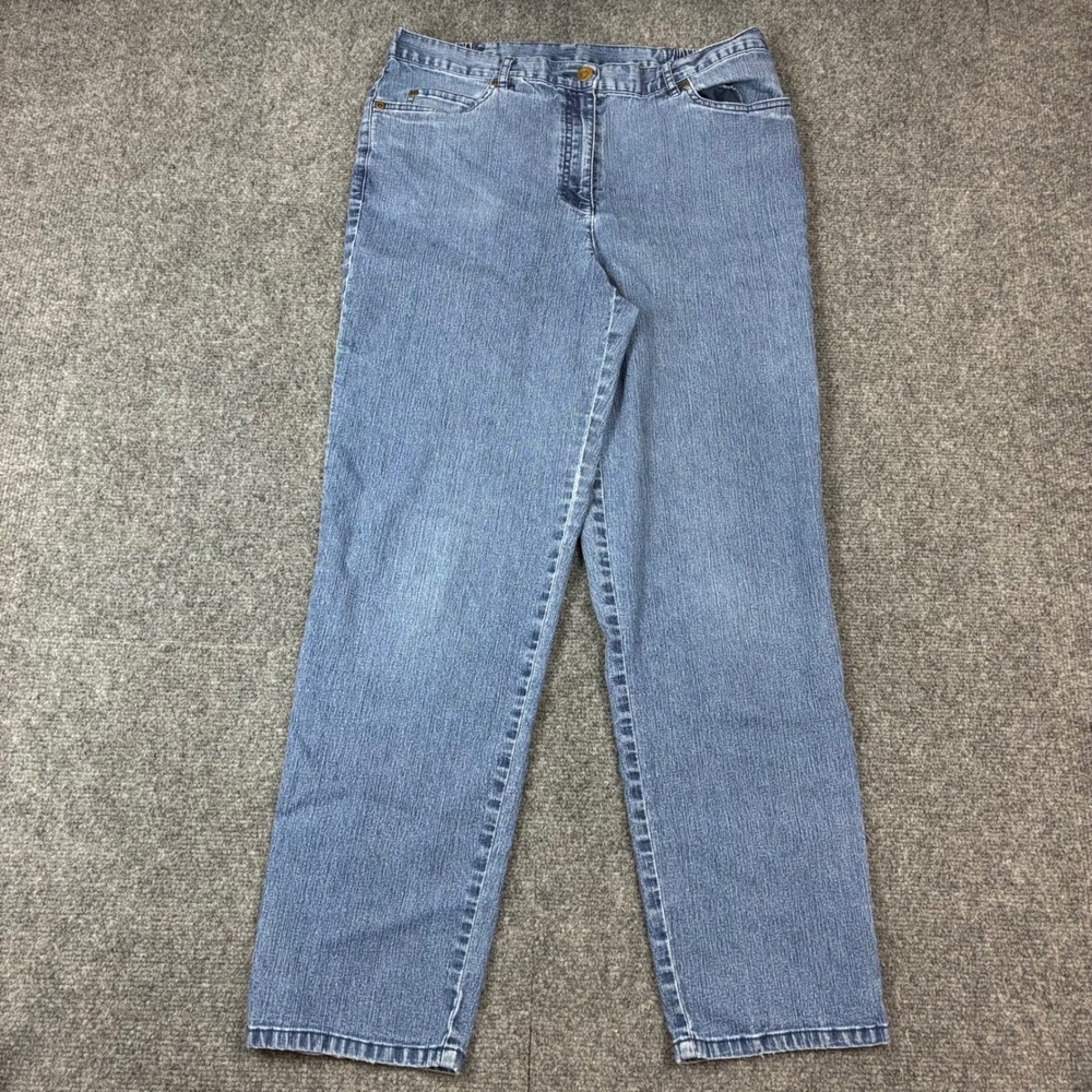 Ruby Rd Womens Size 10 32x28 Medium Wash Straight Leg Denim Jeans Elastic Waist